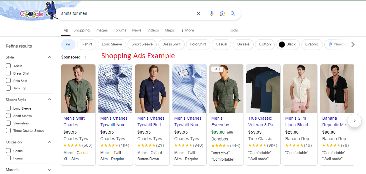 shopping ads example