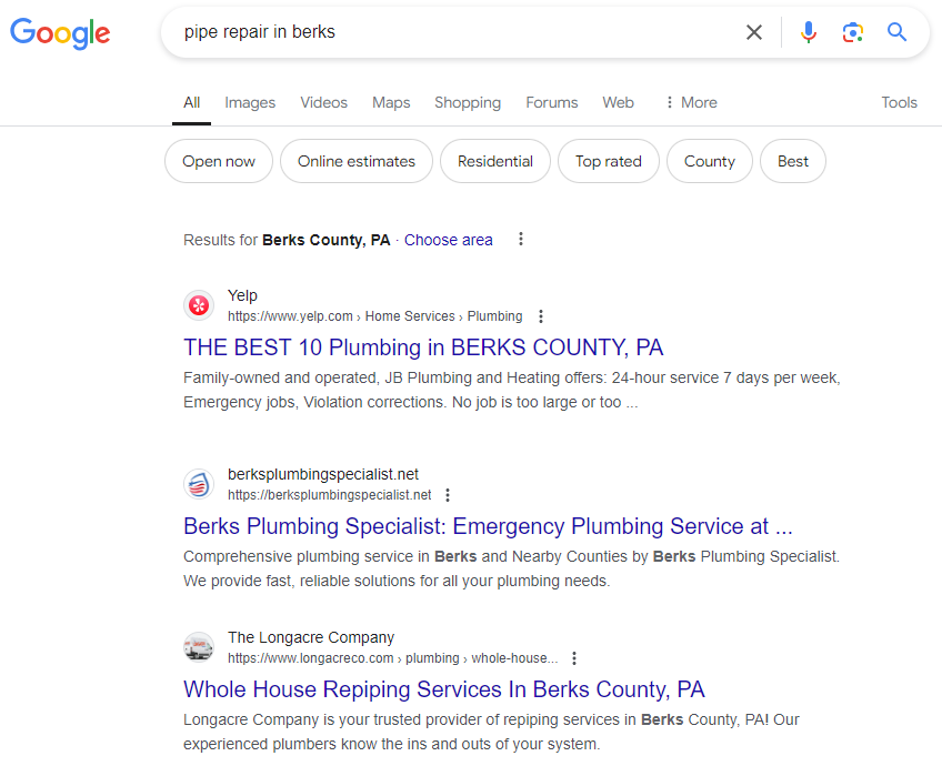 city wise serp results