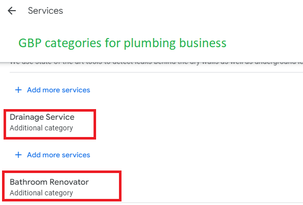 plumbing google business services