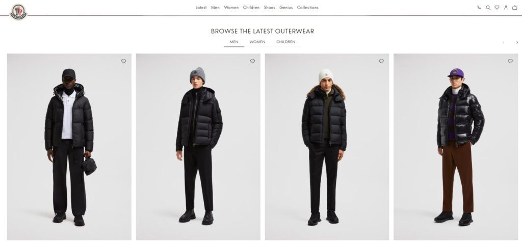 Example of Moncler for Ecommerce SEO